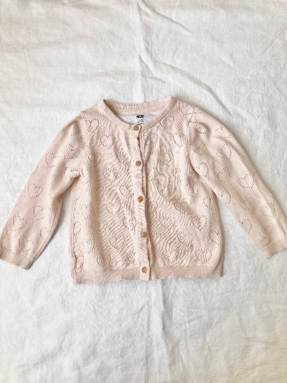 (🎨$3 PLAY) H&M 80cm 1 Year Toddler Girl Light Pink Heart Cardigan Fall Ballet